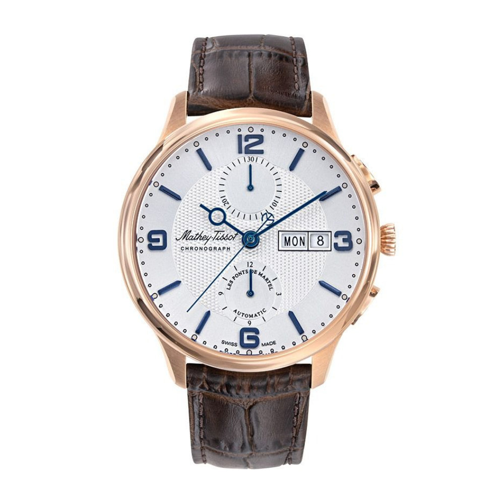 Mathey-Tissot Edmond Chrono Automatic Brown Strap Leather Men's Watch
