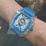 Skeleton Dial Blue Silicone Strap Men Watch H2-9178G-TR-BU