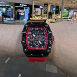Chronograph Red Silicone Strap Men Watch H2-9179G-BK-RD