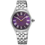 Seiko Analog Purple Dial Silver Stainless Steel Strap Women's Watch HGH004P1