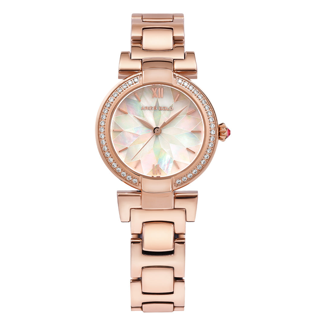 Aries Gold Stainless Steel Strap Women Watch - L 5010 Series