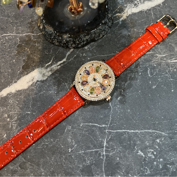 AG Collective Red Leather Strap Women Watch L 5046 RGRB-R