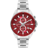 Lee Cooper Red Dial Silver Stainless Steel Strap Men's Watch LC07830.380