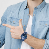 Lee Cooper Blue Dial Leather Strap Men's Watch LC08085.999