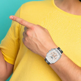 Lee Cooper Chronograph Silver Dial Leather Strap Men's Watch LC08184.331