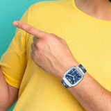 Lee Cooper Chronograph Blue Dial Leather Strap Men's Watch LC08184.399