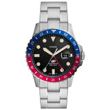 Fossil GMT Black Dial Silver Stainless Steel Strap Men Watch LE1156P