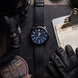Luminox Air Pilot P-38 Lightning Black Genuine Leather Strap Men's Watch LM9523