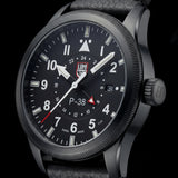 Luminox Air Pilot P-38 Lightning Black Genuine Leather Strap Men's Watch LM9531