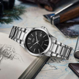 Casio General Black Dial Silver Stainless Steel Strap Men Watch LTP-1183A-1ADF-P