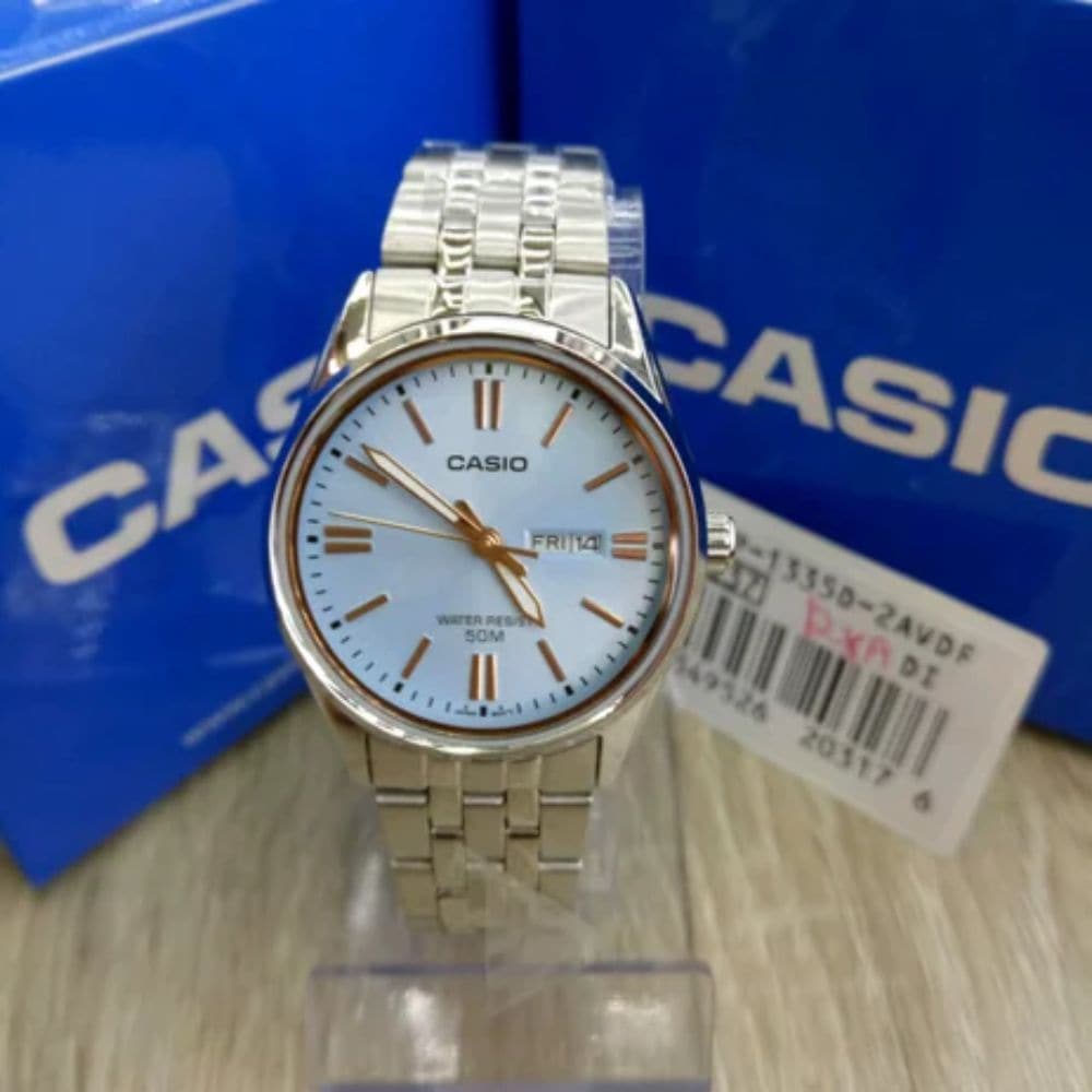 Casio Silver Stainless Steel Strap Watch for Women LTP-1335D-2AVDF-P ...
