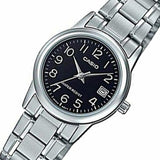 Casio General Black Dial Silver Stainless Steel Strap Unisex Watch LTP-V002D-1BUDF-P