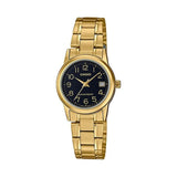 Casio General Black Dial Gold Stainless Steel Strap Unisex Watch LTP-V002G-1BUDF-P