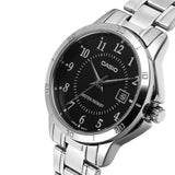 Casio General Black Dial Silver Stainless Steel Strap Women Watch LTP-V004D-1BUDF-P