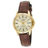 Casio General Gold Dial With Brown Leather Strap Unisex Watch LTP-V004GL-9AUDF