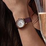 Mido Belluna Burgundy Bordeaux Fabric Strap Women Watch M0243073711600