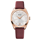Mido Belluna Burgundy Bordeaux Fabric Strap Women Watch M0243073711600
