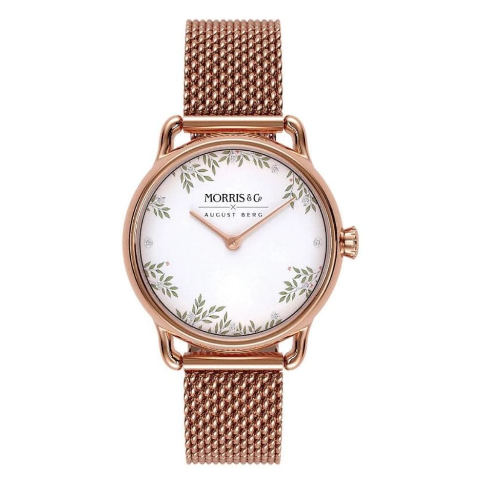 Morris Watch August Berg X Morris & Co. Rose Gold Milanese Strap Women Watch M1LIE0 ...