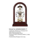 Mapple Leaf Arcadia Skeleton Mechanical Table Clock – Mahogany Brown Model 8023#