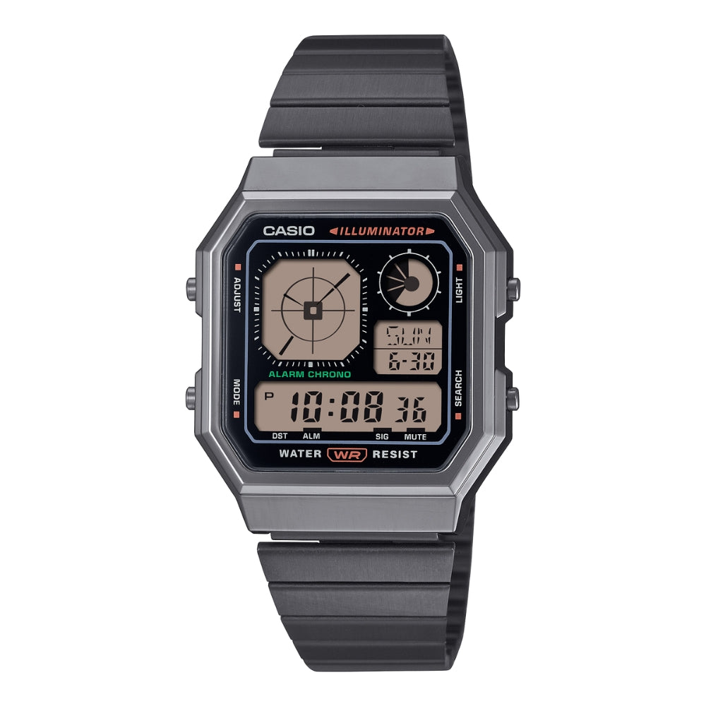 CASIO VINTAGE A130WE-P SERIES DIGITAL STEEL BRACELET STRAP WATCH