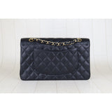 Chanel S25032101 Caviar Skin Matrasse Double Flap 25 Shoulder Bag Black Made In 2010-2011  (Very Good Condition)