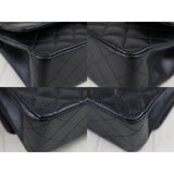 Chanel S25032101 Caviar Skin Matrasse Double Flap 25 Shoulder Bag Black Made In 2010-2011  (Very Good Condition)
