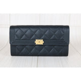 Chanel X25040711 Leboy Caviar Skin Black Long Wallet Made In 2018 (Very Good Condition)