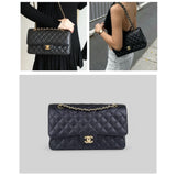 Chanel S25032101 Caviar Skin Matrasse Double Flap 25 Shoulder Bag Black Made In 2010-2011  (Very Good Condition)