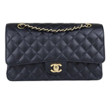 Chanel S25032101 Caviar Skin Matrasse Double Flap 25 Shoulder Bag Black Made In 2010-2011  (Very Good Condition)