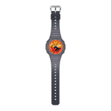 CASIO G-SHOCK GLOWY ORANGE DIAL GRAY-ON-BLACK STRAP WATCH GA-2100FL-8ADR