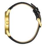CITIZEN BH5002-02E GOLD METAL BLACK DIAL BLACK LEATHER GENTS WATCH