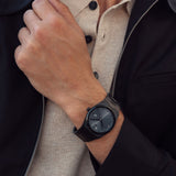 Movado Bold Quest 40mm Gunmetal Sunray Dial Black Link Strap Watch 3601224
