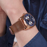 GUESS GW0792G4 BLUE DIAL MULTI-FUNCTION BROWN COFFEE WATCH