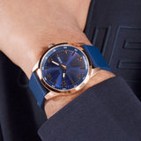 GUESS GW0805G3 BLUE DIAL ROSE GOLD TONE ANALOG WATCH