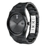 Movado Bold Quest 40mm Gunmetal Sunray Dial Black Link Strap Watch 3601224