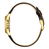 CITIZEN EQ0612-07A LADIES GOLD DIAL BROWN LEATHER WATCH