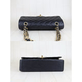 Chanel S25032101 Caviar Skin Matrasse Double Flap 25 Shoulder Bag Black Made In 2010-2011  (Very Good Condition)