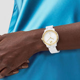 Movado Bold Verso Gold Accent White Ceramic Bracelet Watch 3600934