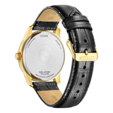 CITIZEN BH5002-02E GOLD METAL BLACK DIAL BLACK LEATHER GENTS WATCH