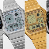 CASIO VINTAGE A130WE-P SERIES DIGITAL STEEL BRACELET STRAP WATCH