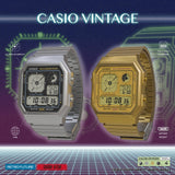 CASIO VINTAGE A130WE-P SERIES DIGITAL STEEL BRACELET STRAP WATCH
