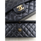 Chanel S25032101 Caviar Skin Matrasse Double Flap 25 Shoulder Bag Black Made In 2010-2011  (Very Good Condition)