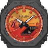 CASIO G-SHOCK GLOWY ORANGE DIAL GRAY-ON-BLACK STRAP WATCH GA-2100FL-8ADR