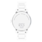 Movado Bold Verso Gold Accent White Ceramic Bracelet Watch 3600934