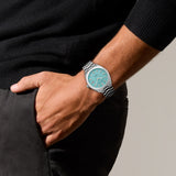 Movado Heritage Series Datron Automatic 40mm Light Blue DIal Steel Watch 3650175