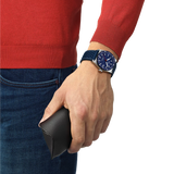 TISSOT PR516 POWERMATIC 80 T1494071604100 38mm BLUE DIAL LEATHER STRAP WATCH