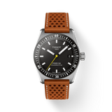 TISSOT PR516 POWERMATIC 80 T1494071605100 38mm BLACK DIAL BROWN LEATHER STRAP WATCH