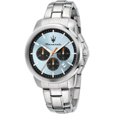 MASERATI SUCCESSO R8873621044 LIGHT BLUE DIAL SILVER STEEL WATCH