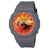 CASIO G-SHOCK GLOWY ORANGE DIAL GRAY-ON-BLACK STRAP WATCH GA-2100FL-8ADR
