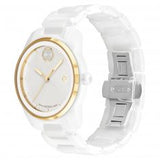 Movado Bold Verso Gold Accent White Ceramic Bracelet Watch 3600934